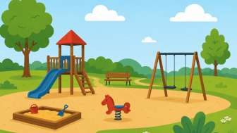 Illustration eines Spielplatzes