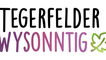 Logo des Tegerfelder Wysonntig mit farbigem Schriftzug und stilisiertem Weinblatt